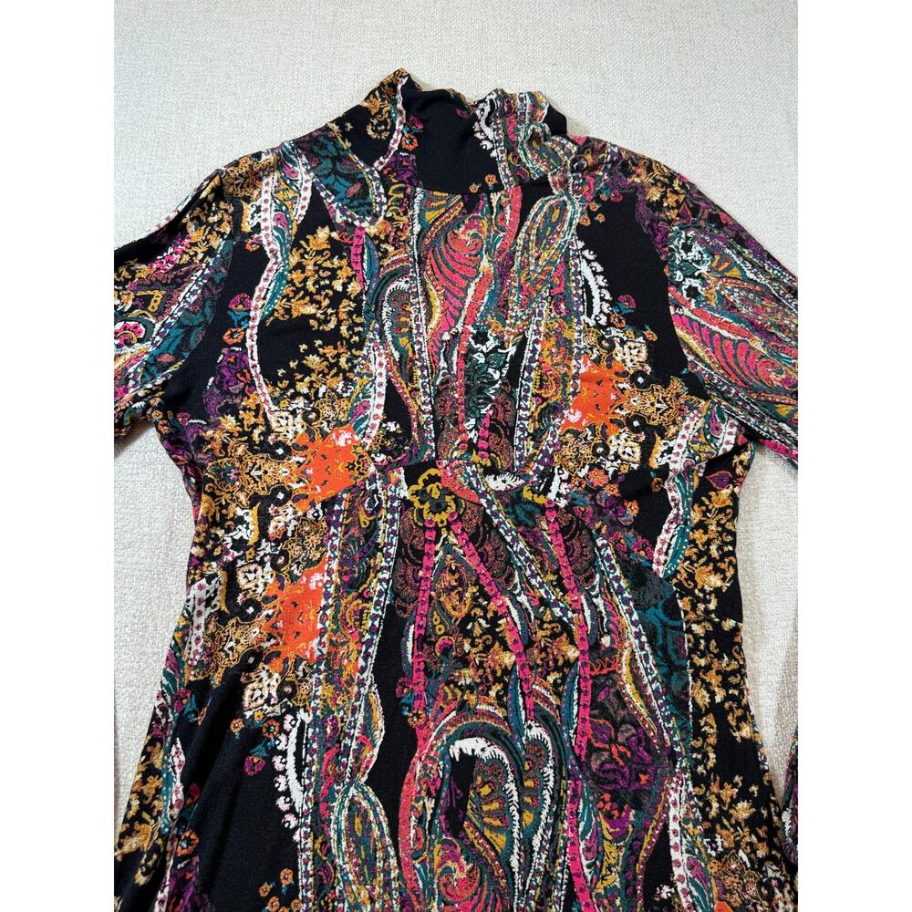 Free People Women Large Black Long Sleeve Knee Length Artsy Goth Carnival Dress - Picture 10 of 11